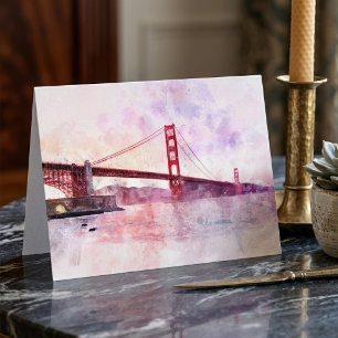Golden Gate Bridge Aquarell bei Sonnenuntergang Dankeskarte