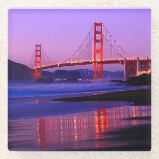 Golden gate bridge auf Bäcker-Strand am Glasuntersetzer (Vorderseite)