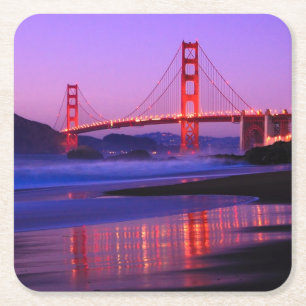 Golden gate bridge auf Bäcker-Strand am Rechteckiger Pappuntersetzer
