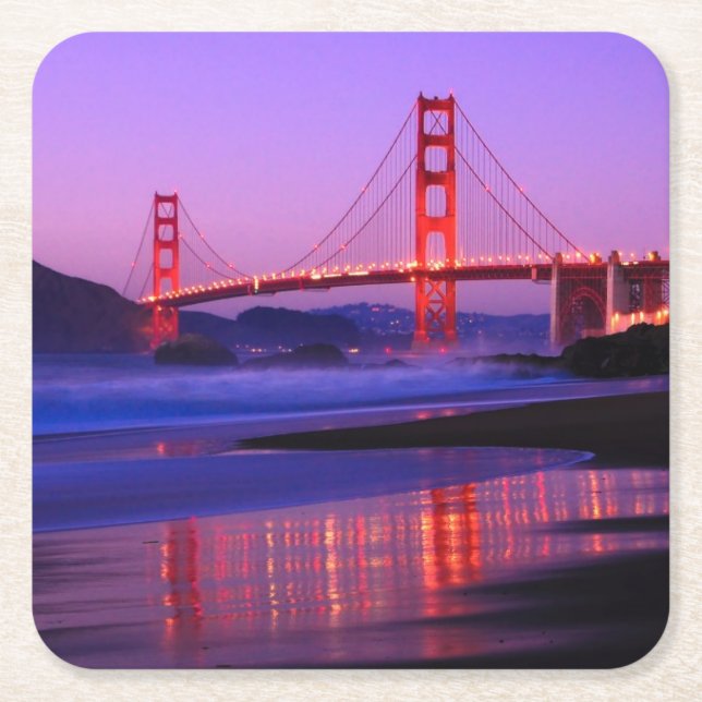 Golden gate bridge auf Bäcker-Strand am Rechteckiger Pappuntersetzer (Vorderseite)