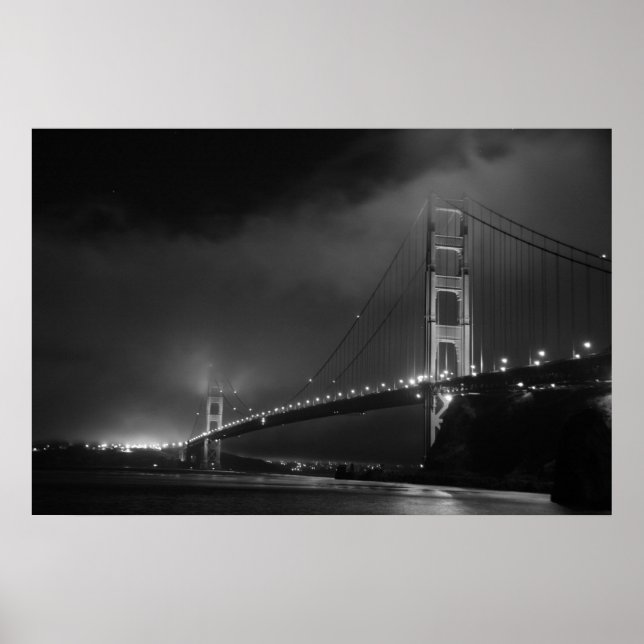 Golden Gate Bridge B&W Poster (Vorne)