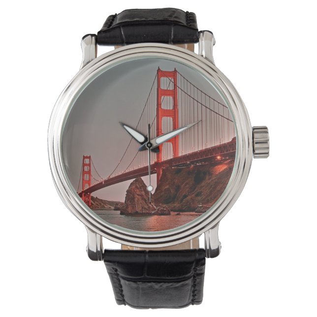 Golden Gate Bridge bei Sonnenuntergang Armbanduhr (Vorderseite)
