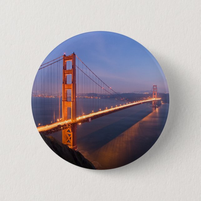 Golden Gate Bridge bei Sonnenuntergang Button (Vorderseite)