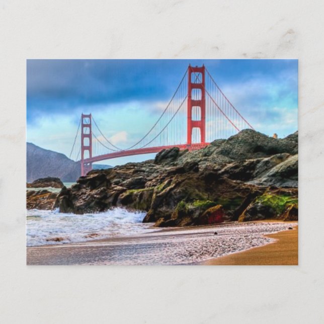 Golden Gate Bridge bei Sonnenuntergang Postkarte (Vorderseite)