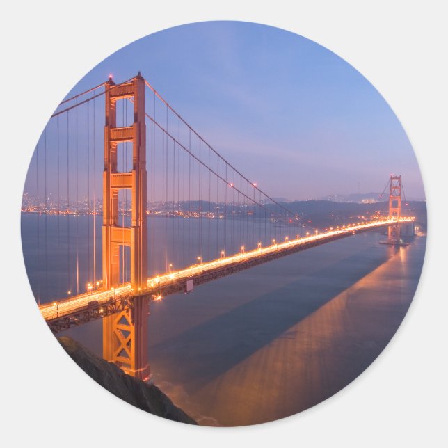 Golden Gate Bridge bei Sunset-Aufklebern Runder Aufkleber (Vorderseite)