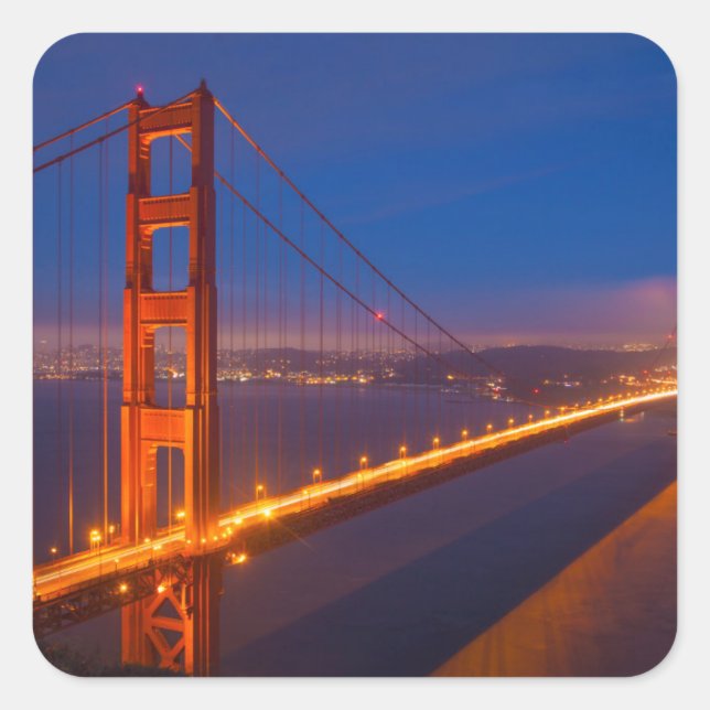 Golden Gate Bridge, California Quadratischer Aufkleber (Vorderseite)