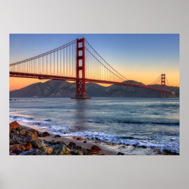 Golden Gate Bridge from San Francisco bay Trail. Poster (Vorne)