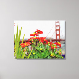 Golden Gate Bridge hinter Blume Leinwanddruck