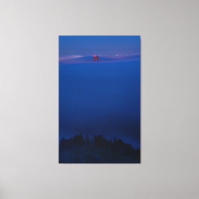 Golden Gate Bridge in Nebel bei Nacht Leinwanddruck (Vorderseite)