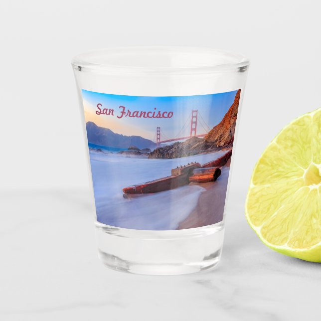 Golden Gate Bridge in San Francisco, Baker Beach Schnapsglas (Vorderseite)