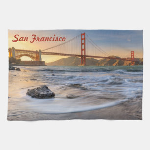 Golden Gate Bridge in San Francisco bei Sonnenunte Geschirrtuch