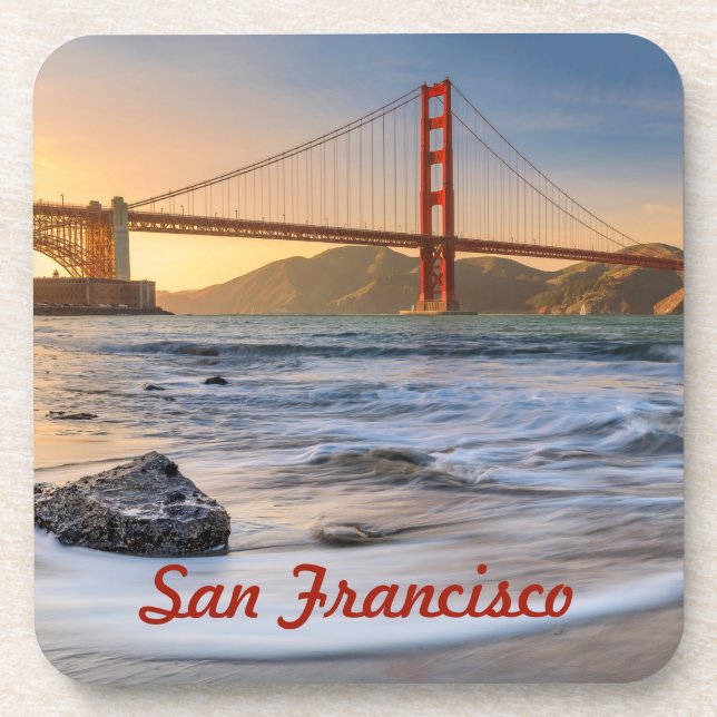 Golden Gate Bridge in San Francisco bei Sonnenunte Getränkeuntersetzer (Vorderseite)