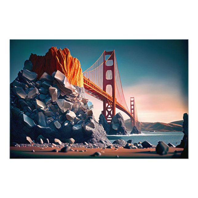 Golden Gate Bridge in San Francisco, Digital Art, Fotodruck (Vorne)