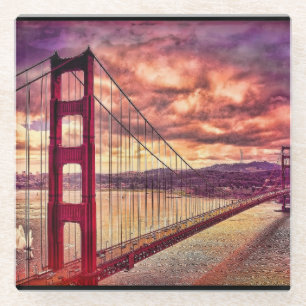Golden gate bridge in San Francisco, Kalifornien Glasuntersetzer