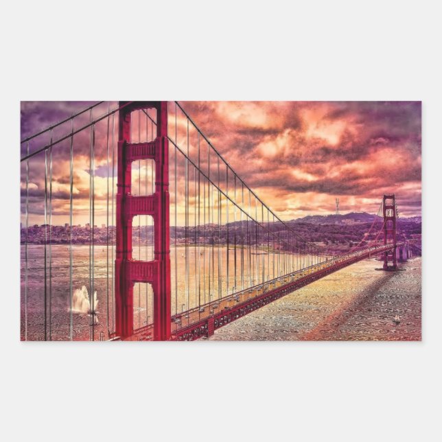 Golden Gate Bridge in San Francisco, Kalifornien. Rechteckiger Aufkleber (Vorderseite)