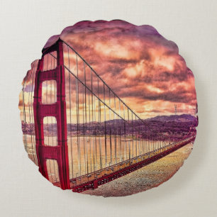 Golden gate bridge in San Francisco, Kalifornien Rundes Kissen