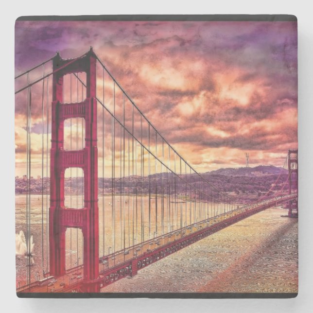 Golden gate bridge in San Francisco, Kalifornien Steinuntersetzer (Vorderseite)
