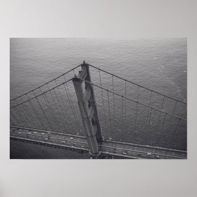 Golden Gate Bridge in Schwarzweiß Poster (Vorne)