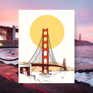 Golden Gate Bridge Minimalistisches San Francisco Postkarte