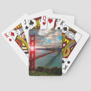 Golden Gate Bridge mit Sonnenschein durch. Spielkarten