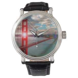 Golden gate bridge mit Sun, der durch scheint Armbanduhr