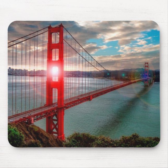 Golden gate bridge mit Sun, der durch scheint Mousepad (Vorne)