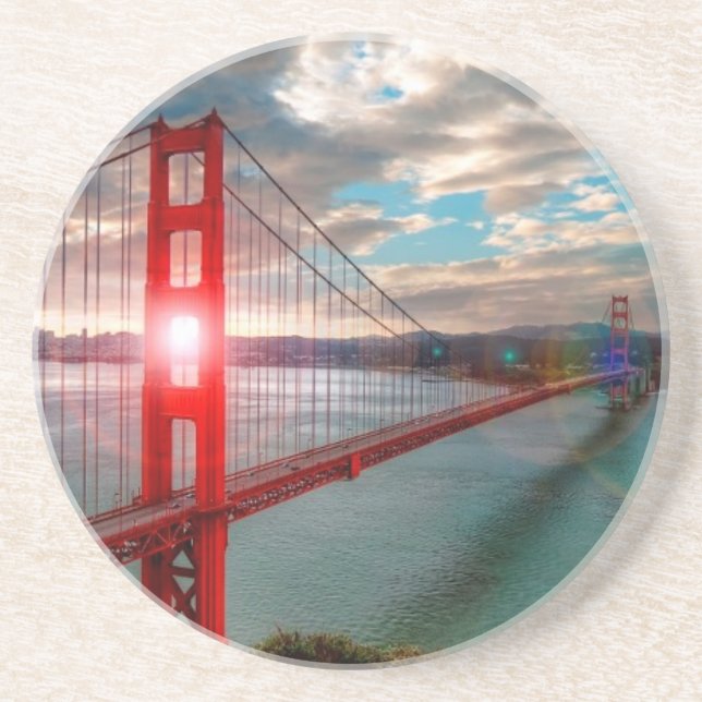 Golden gate bridge mit Sun, der durch scheint Untersetzer (Vorne)