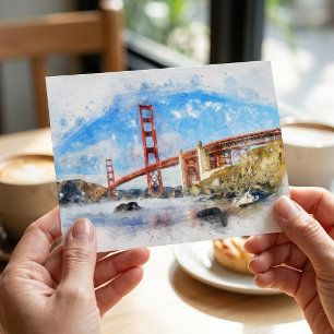 Golden Gate Bridge Pastell in San Francisco Postkarte