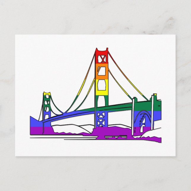 Golden Gate Bridge Rainbow Pride Postkarte (Vorderseite)