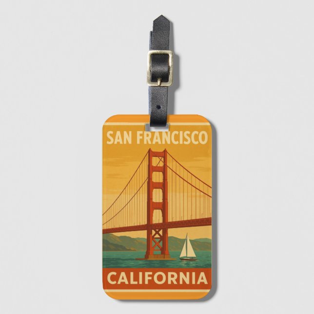 Golden Gate Bridge Retro – San Francisco Luggage T Gepäckanhänger (Vorderseite Vertikal)