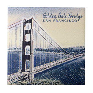 Golden Gate Bridge San Francisco Aquarell-Kunst Fliese