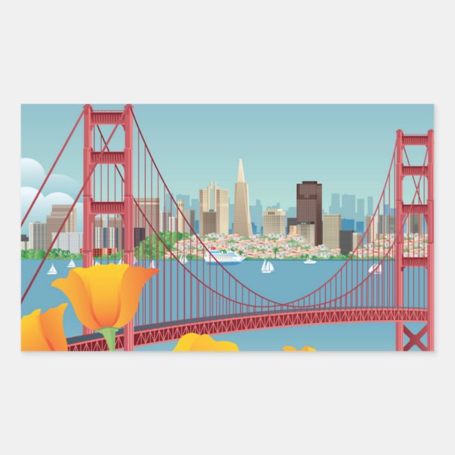 Golden Gate Bridge | San Francisco, CA Rechteckiger Aufkleber (Vorderseite)