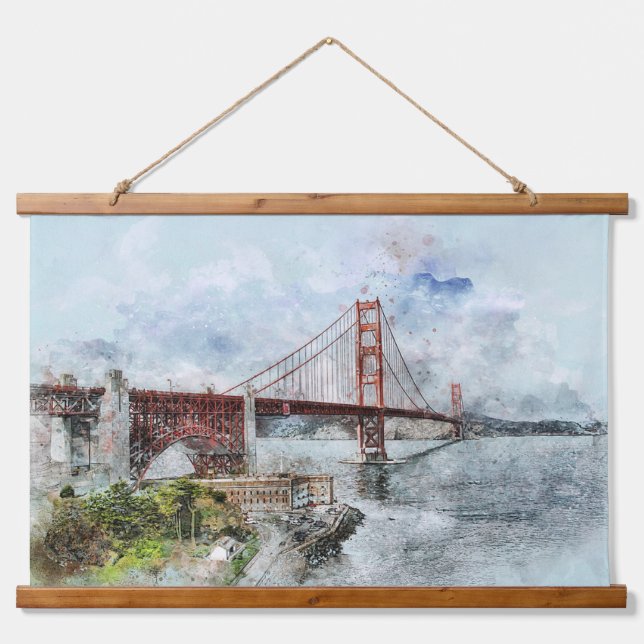 Golden Gate Bridge San Francisco California Wandteppich Mit Holzrahmen (Vorne)