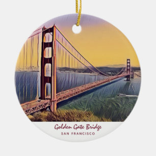 Golden Gate Bridge San Francisco Vintage Gemälde Keramik Ornament