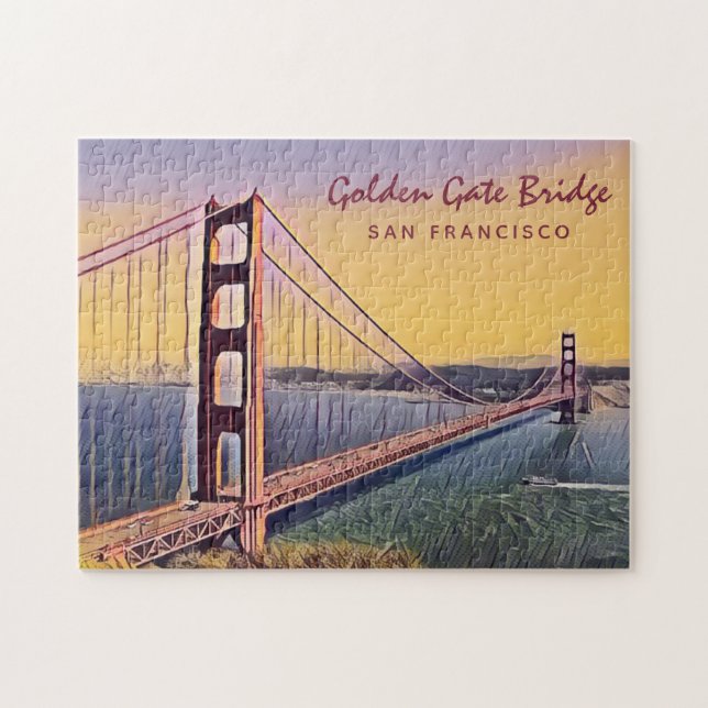 Golden Gate Bridge San Francisco Vintage Malerei (Horizontal)