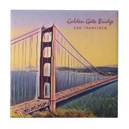 Golden Gate Bridge San Francisco Vintage Malerei Fliese