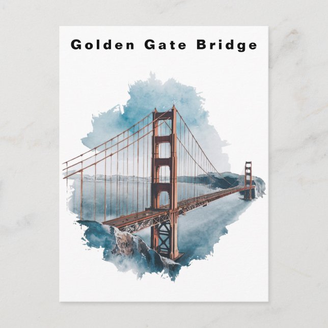 Golden Gate Bridge San Francisco Watercolor  Postkarte (Vorderseite)