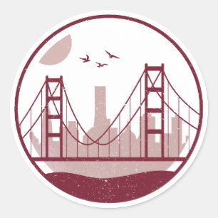 Golden Gate Bridge Skyline Runder Aufkleber
