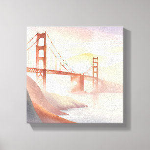 Golden Gate Bridge   Sonnenaufgang Schöne Aquarell Leinwanddruck