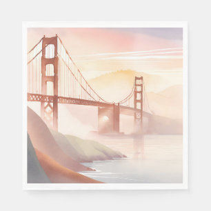 Golden Gate Bridge Sonnenaufgang Schöne Aquarell Serviette