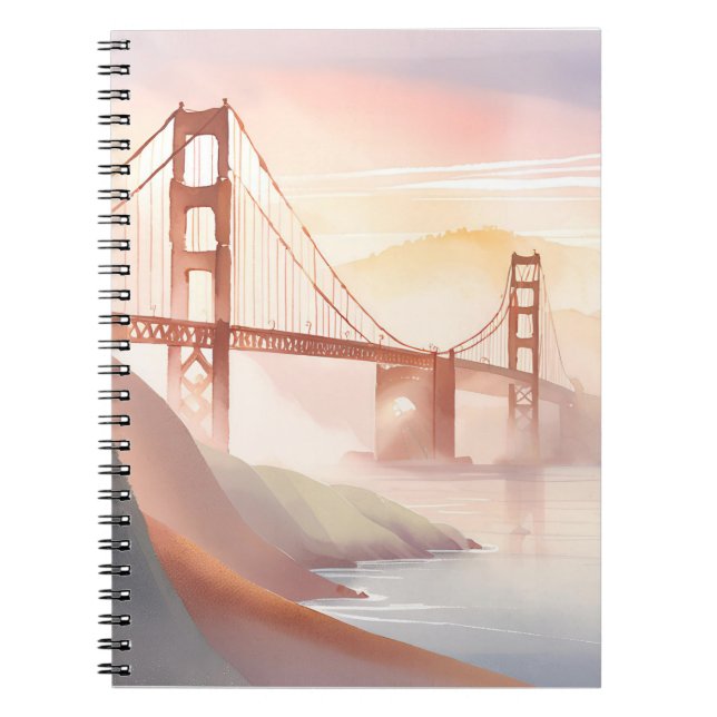 Golden Gate Bridge | Sonnenaufgang Schöne Wasserfa Notizblock (Vorderseite)