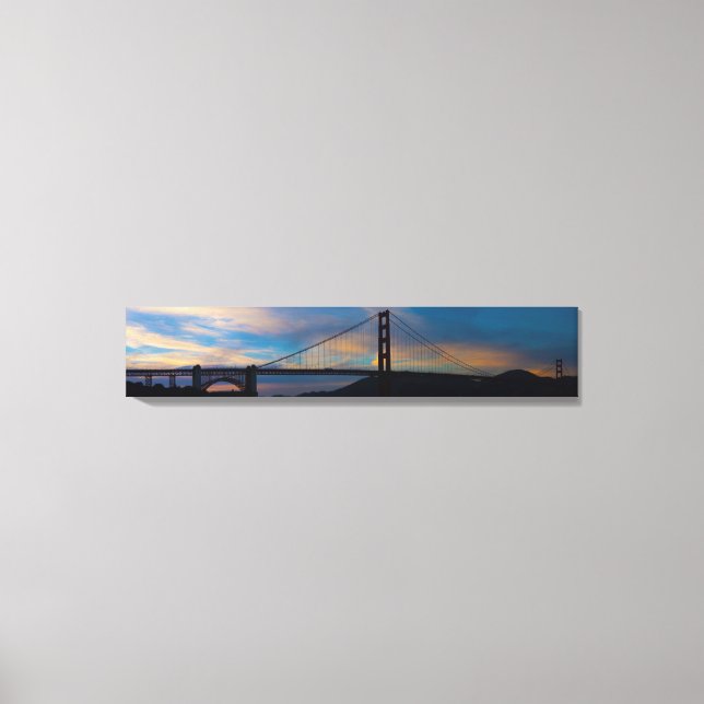 Golden Gate Bridge Sonnenuntergang Panorama Leinwanddruck (Vorderseite)