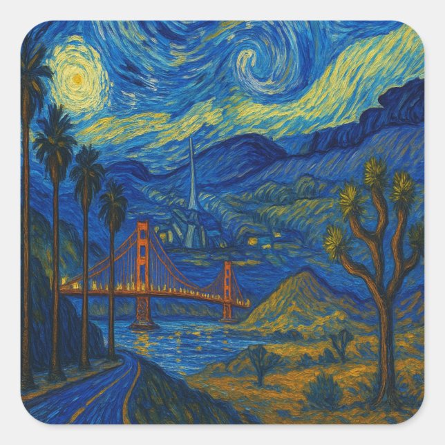 Golden Gate Bridge Starry Night Sticker (Vorderseite)
