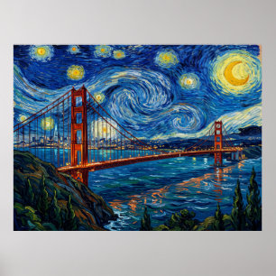 Golden Gate Bridge Sternennacht Historische Landsc Poster