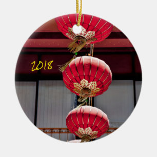 Golden Gate Bridge und chinesische Laternen Keramik Ornament