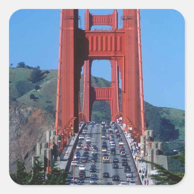 Golden Gate Bridge und San Francisco Bay Quadratischer Aufkleber (Vorderseite)