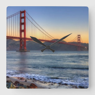 Golden gate bridge von San- Francisco Bayspur Quadratische Wanduhr