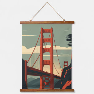 Golden Gate Bridge Wandteppich Mit Holzrahmen