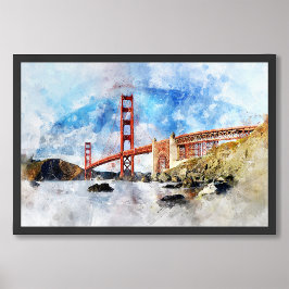 Golden Gate Bridge Wasserfarbe in San Francisco Fotodruck