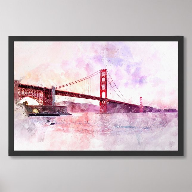 Golden Gate Bridge Wasserfarbe in San Francisco Fotodruck (Von Creator hochgeladen)